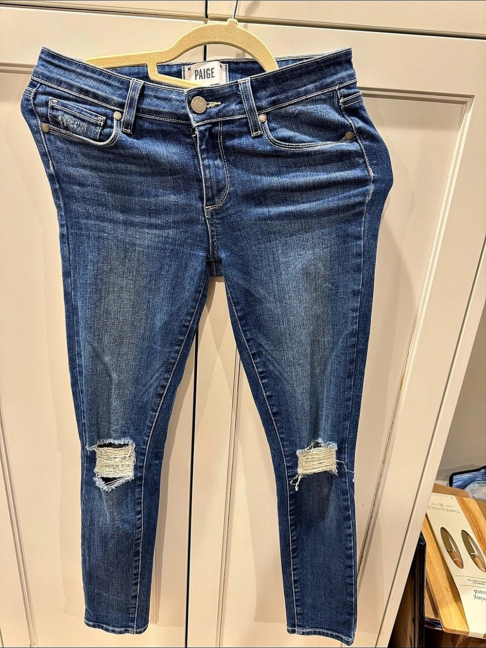 Paige Skinny Jeans Distressed Blue